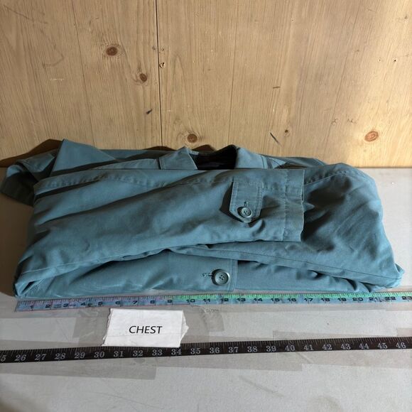 London Fog Limited Edition Button Front Lined Long Sleeve Coat Blue Medium - Picture 3 of 9